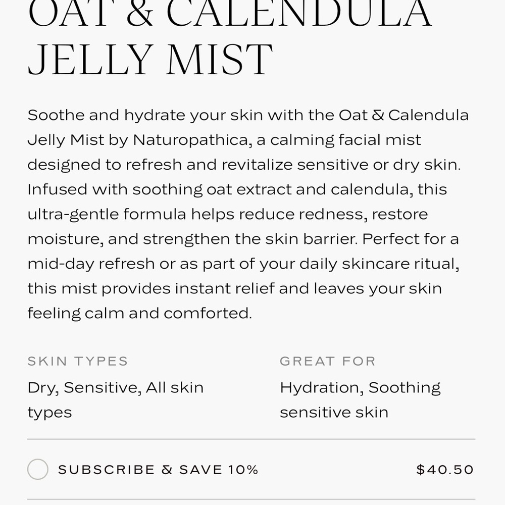 Naturopathica Blue Oat & Calendula Soothing Jelly Mist - Picture 6 of 7